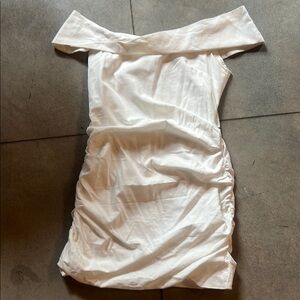 Princess Polly White Ruched Off-Shoulder Dress